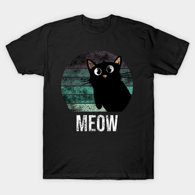 Meow black cat T-Shirt by Rishirt